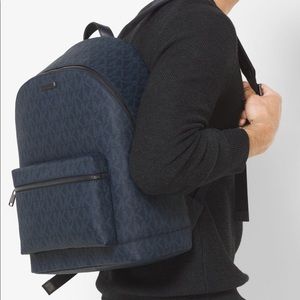 Michael Kors Mens Jet Set Logo Blue Bag Backpack